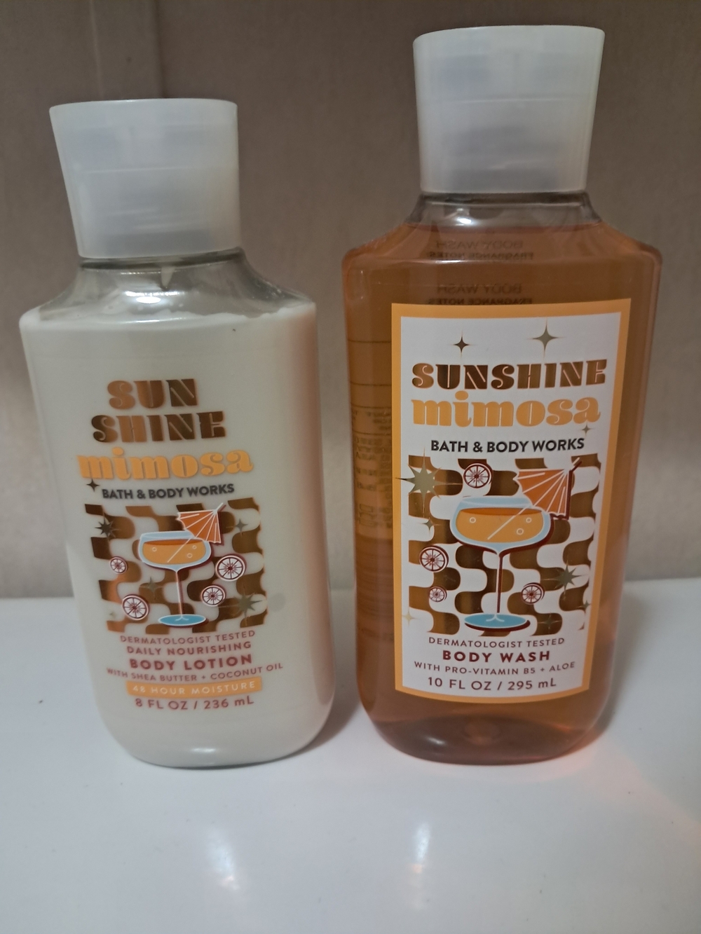 Bath & Body Works Sunshine Mimosa Body Wash & Lotion - White & Orange